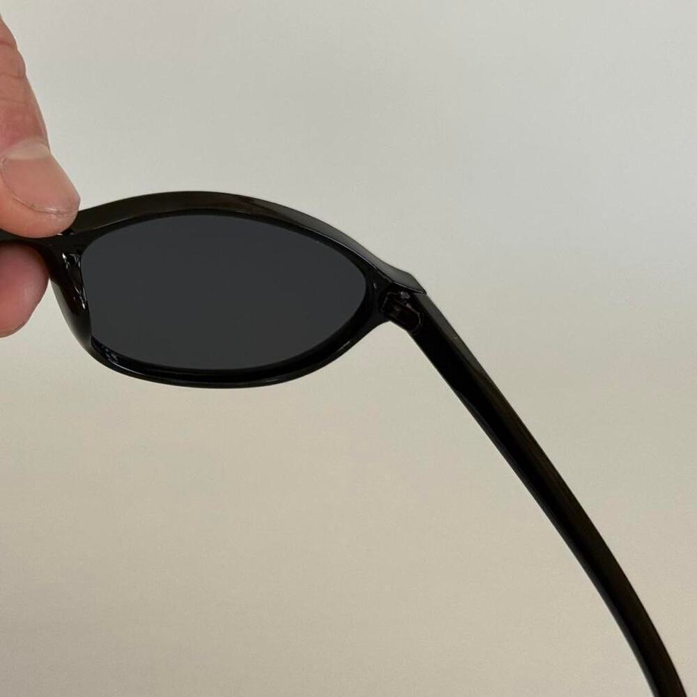 Y2K Black Cat Eye Sunglasses Black Lens Unisex Retro Streetwear UVA UVB - Picture 6 of 8